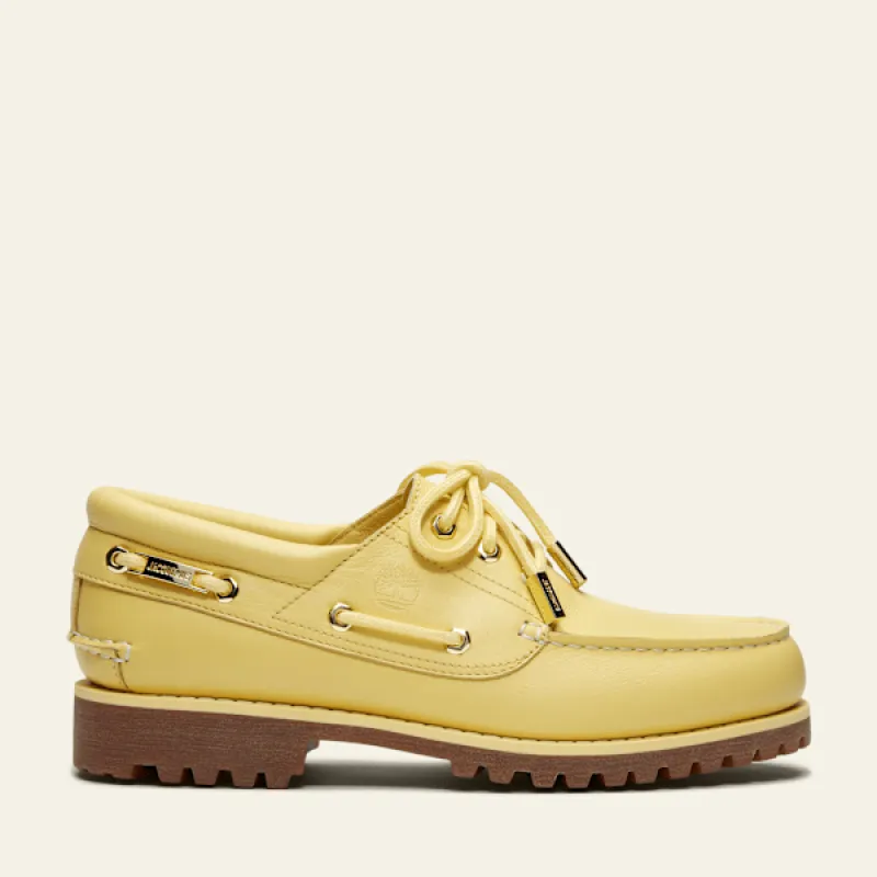 Timberland® and Jacquemus 3-Eye Lug Boat Shoe in  Yellw Fgrain sold by Timberland