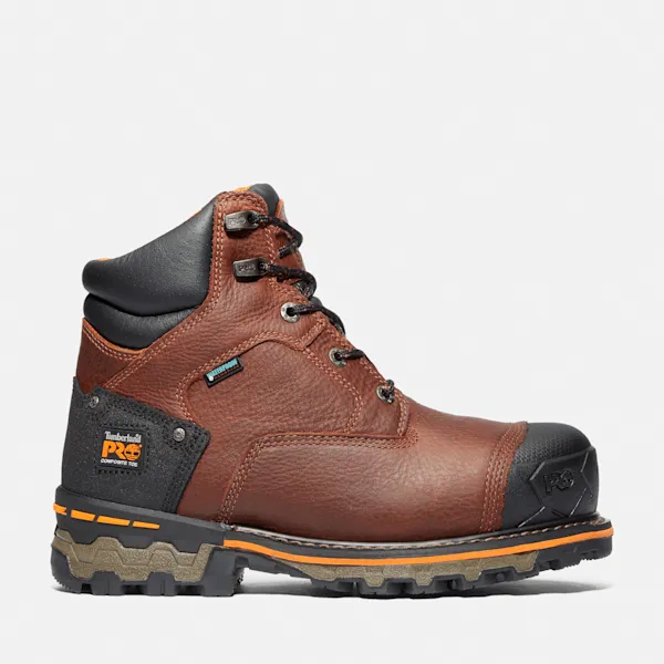 Timberland Men's Boondock 6" Composite Toe Waterproof Work Boot in Brown sold by Timberland