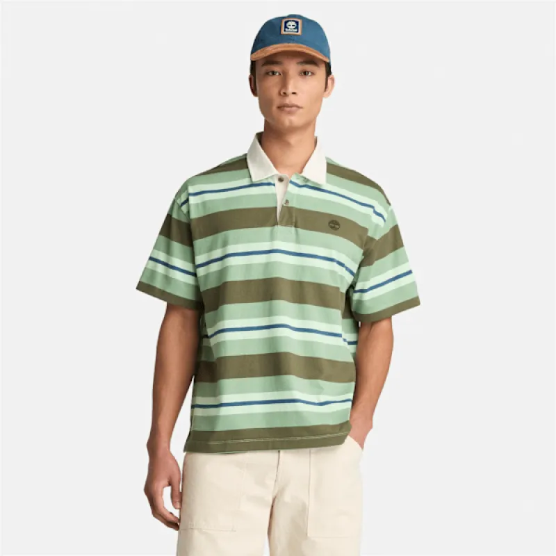 Timberland Men's Short-Sleeve Striped Rugby Polo in Green BAY sold by Timberland