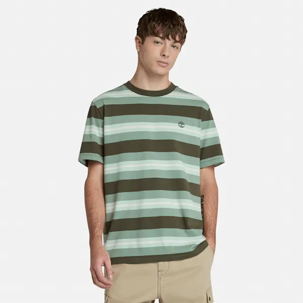 Timberland Men's Striped Short-Sleeve T-Shirt in Leaf Green sold by Timberland