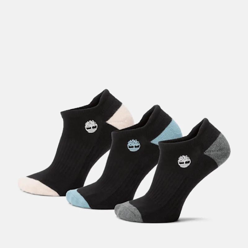Timberland Women's 3-Pack Sagamore Beach No-Show Sock in Jet Black made by Timberland