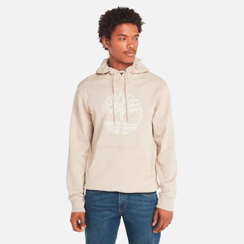 Timberland Men's Kennebec River Tree Logo Hoodie in Island Fossil sold by Timberland