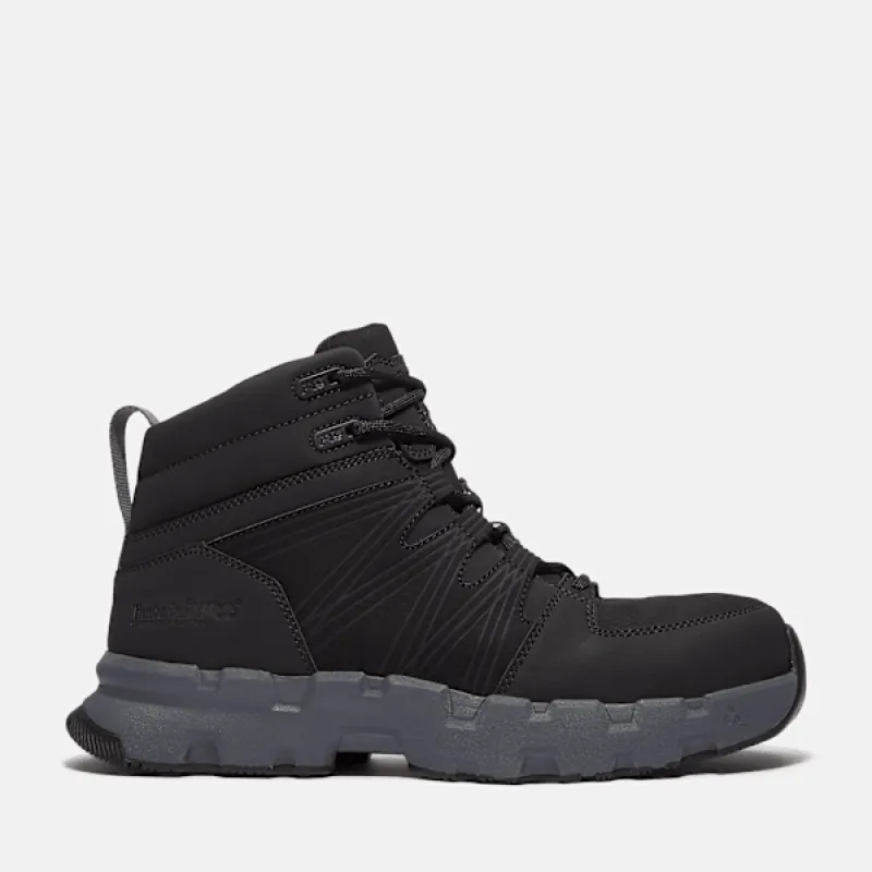 Timberland Men's Powertrain EV Mid Composite Toe SD10 Work Sneaker in Blackout sold by Timberland
