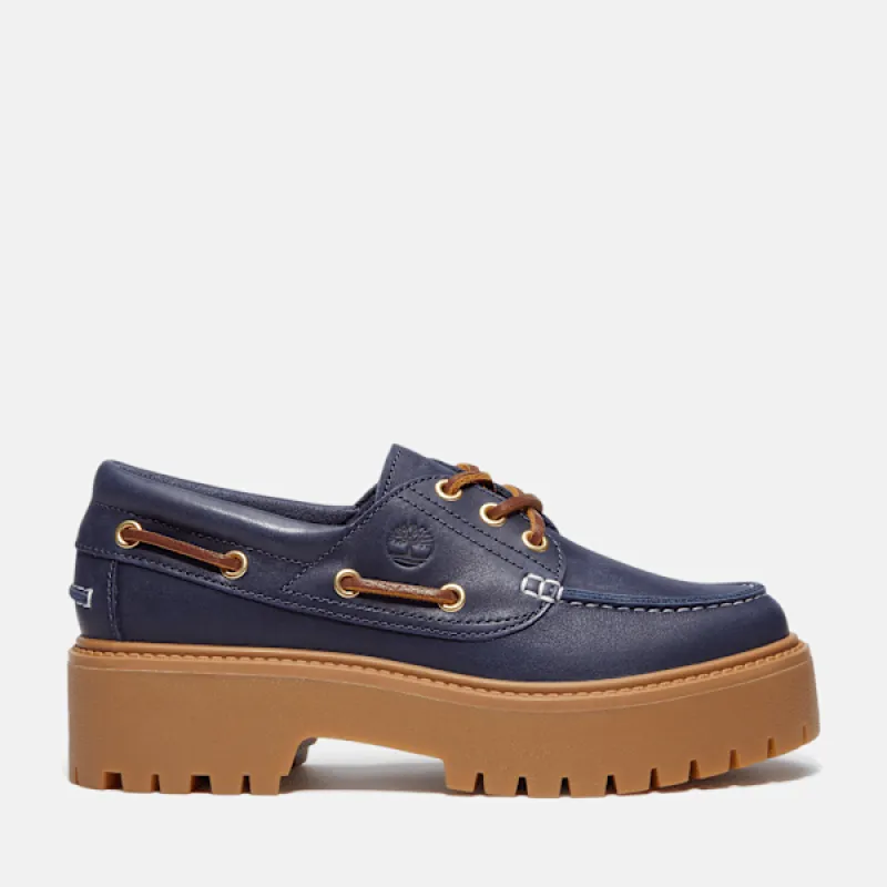 Timberland Women's Stone Street Platform Boat Shoe in Dark BlueGrain sold by Timberland