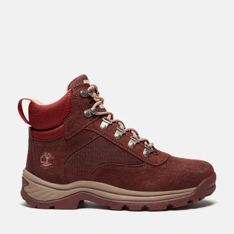 Timberland Women's White Ledge Waterproof Hiking Boot in Burgundy Suede sold by Timberland