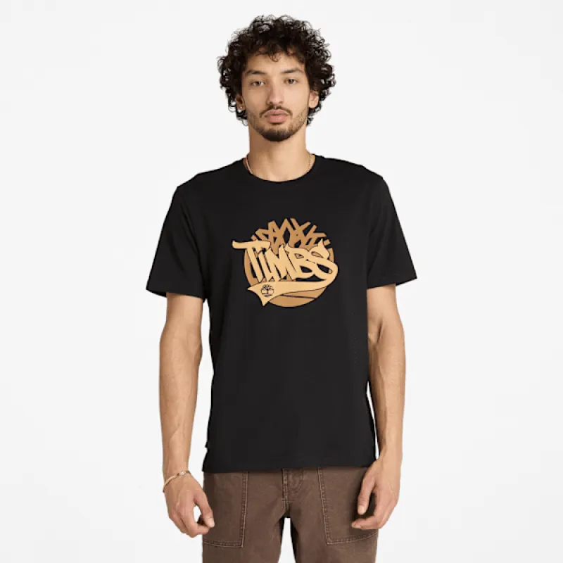 Timberland Men's Front Graphic T-Shirt in Black sold by Timberland