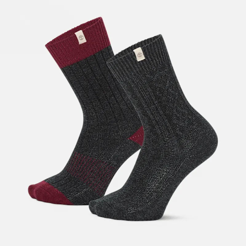 Men's Timberland® 2-Pack Cushioned Cable Knit Crew Sock made by Timberland
