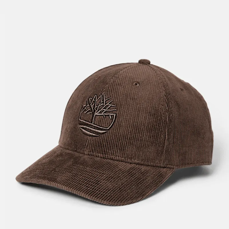 Timberland Corduroy Logo Baseball Cap in Chocolate Brown sold by Timberland