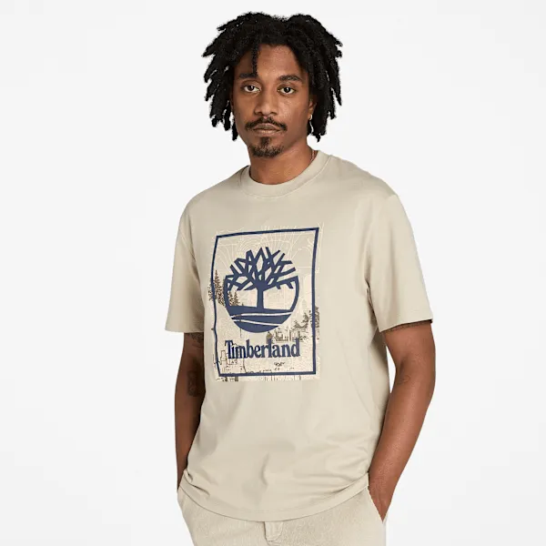 Timberland Men's Front Seasonal Stack Logo Graphic T-Shirt sold by Timberland