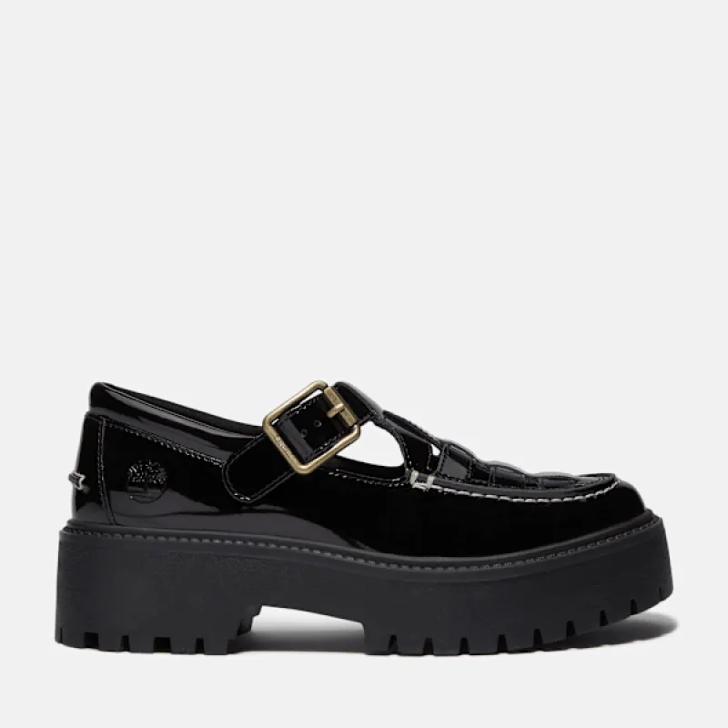 Timberland Women's Patent Leather Stone Street Platform Buckle Shoe in Black Patnt Lthr sold by Timberland