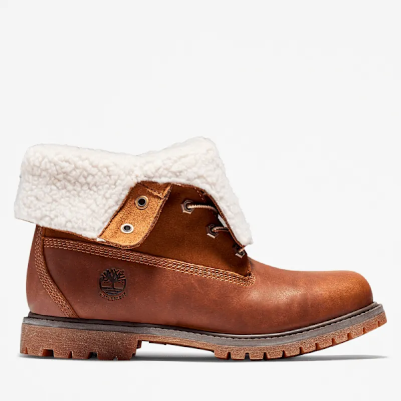 Women's Timberland® Warm-Lined Waterproof Roll-Top Boot in Dark Brown sold by Timberland
