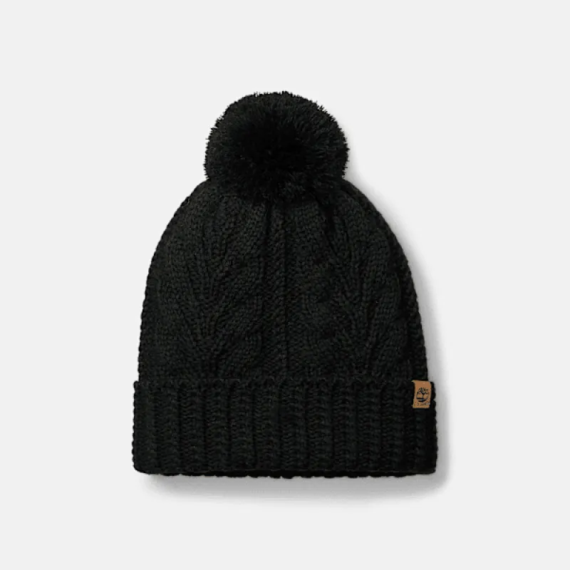 Timberland Women's Cable Beanie with Pom made by Timberland