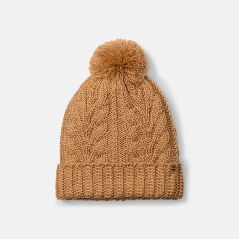 Timberland Women's Cable Beanie with Pom made by Timberland