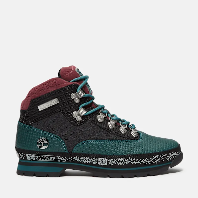 Timberland Men’s Dia de Muertos Euro Hiker Boot in Teal Full Grain made by Timberland