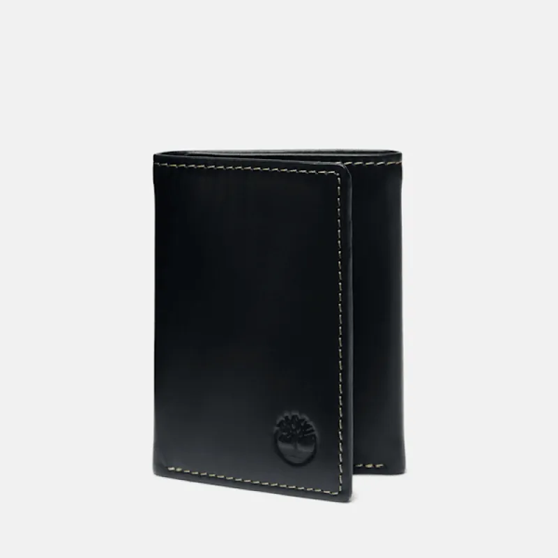 Timberland Men's Smooth Leather Trifold Wallet in Black sold by Timberland