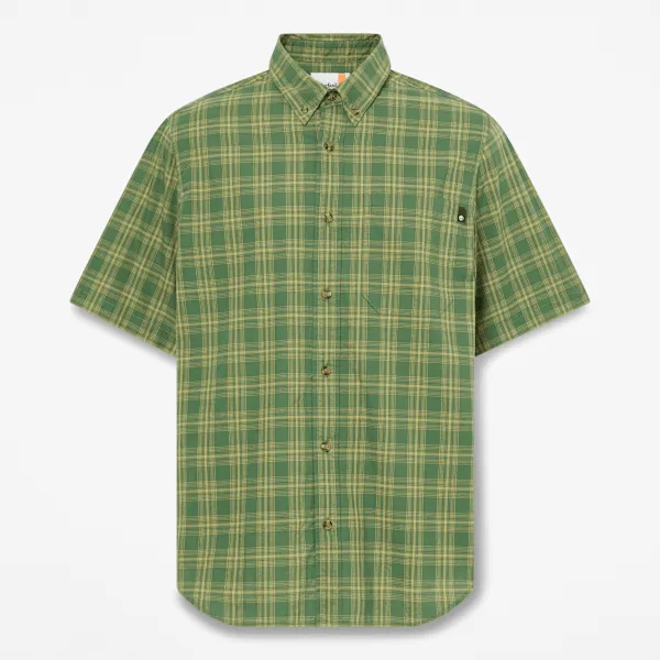 Timberland Men's Checkered Poplin Short-Sleeve Shirt sold by Timberland