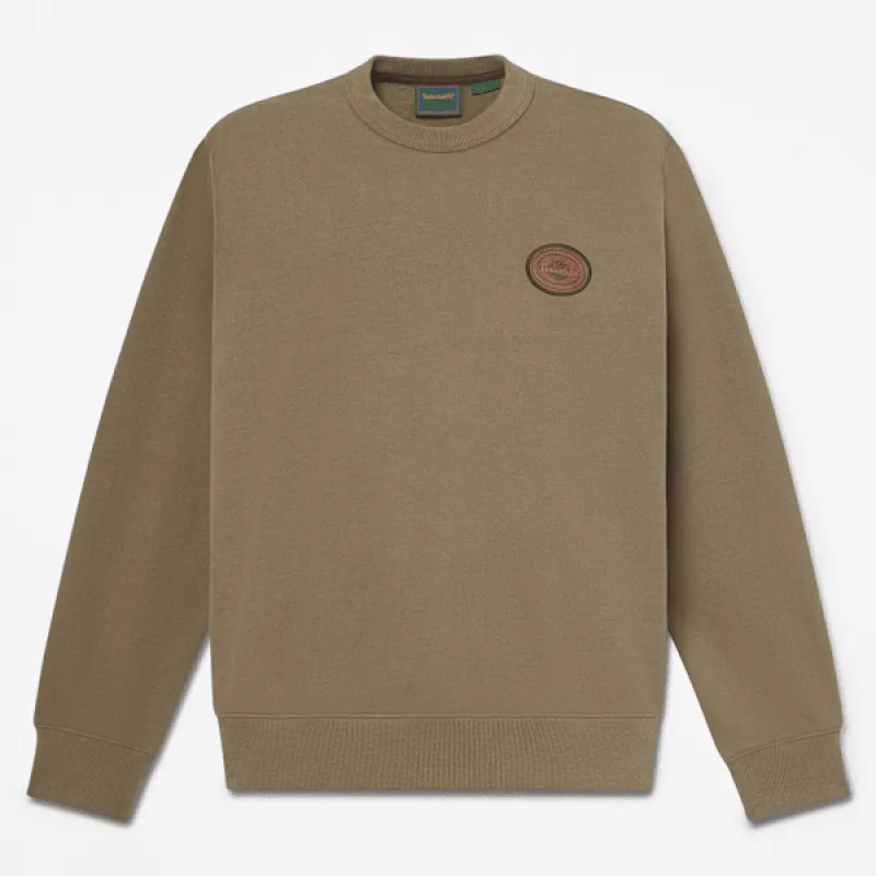 Timberland Men's Leather Patch Crew Sweatshirt made by Timberland