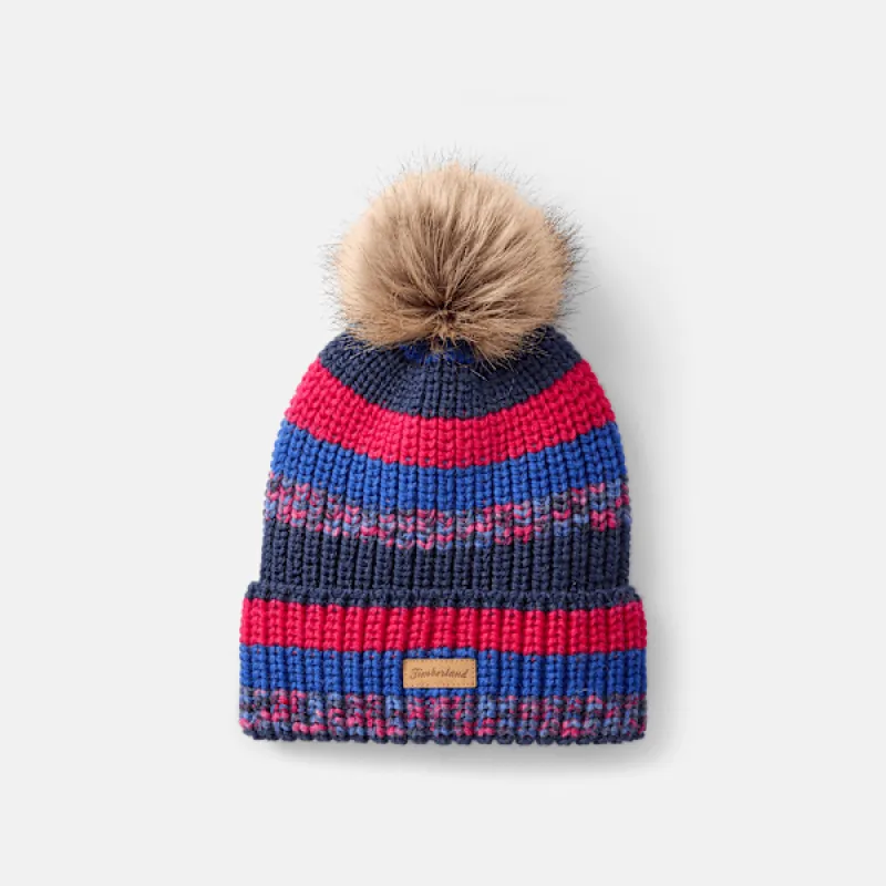 Timberland Women's Chunky Knit Pom Beanie made by Timberland