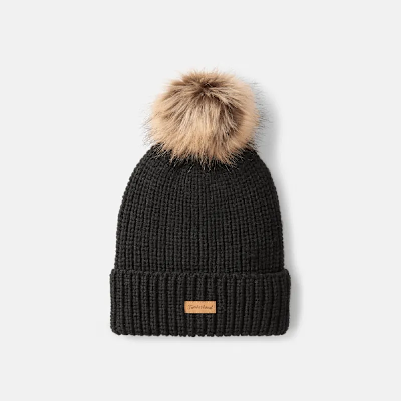 Timberland Women's Chunky Knit Pom Beanie made by Timberland