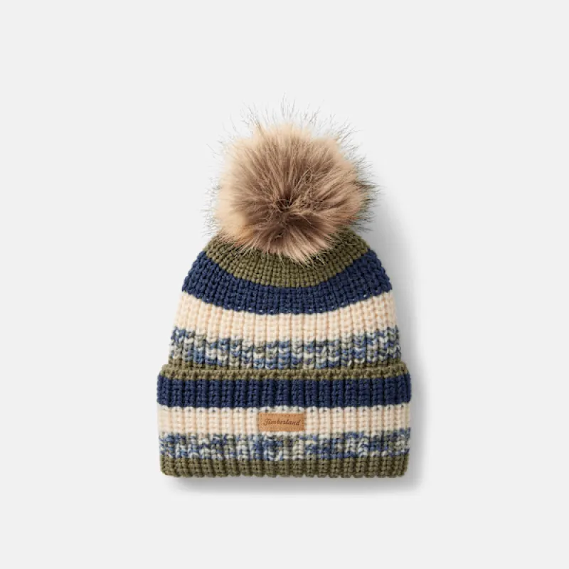 Timberland Women's Chunky Knit Pom Beanie made by Timberland