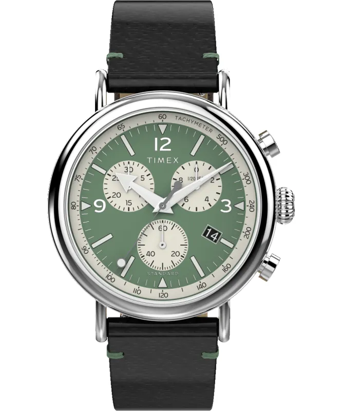 Timex Standard Chronograph 41mm Eco-Friendly Leather Strap Watch sold by Timex