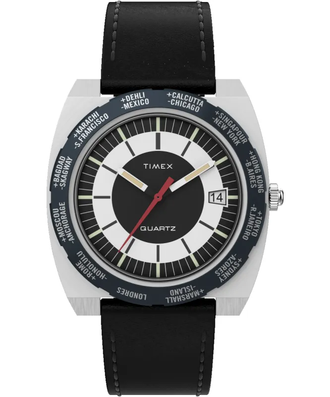 World Time Reissue 39mm Leather Strap Watch sold by Timex