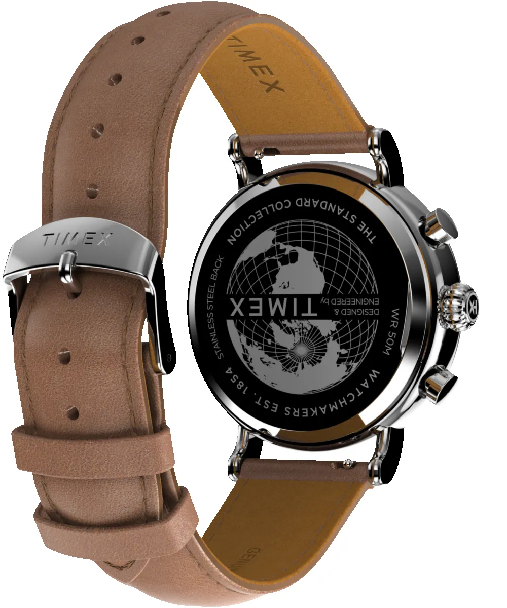 Waterbury Standard Chronograph 41mm Leather Strap Watch sold by Timex product image thumbnail 4