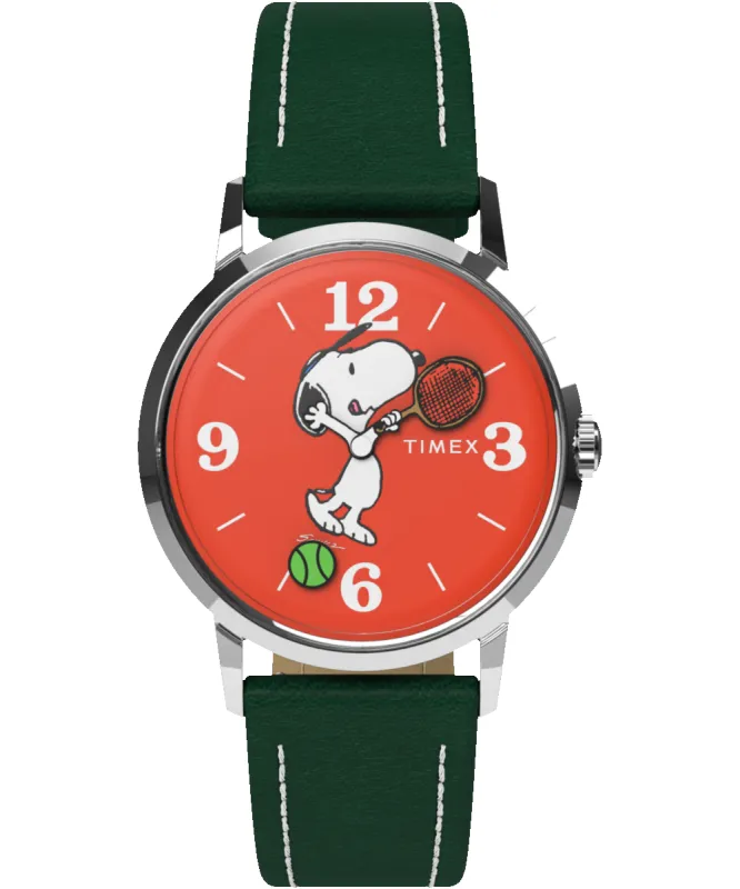 Timex Marlin® Hand-Wound x Snoopy Tennis 34mm Leather Strap Watch sold by Timex