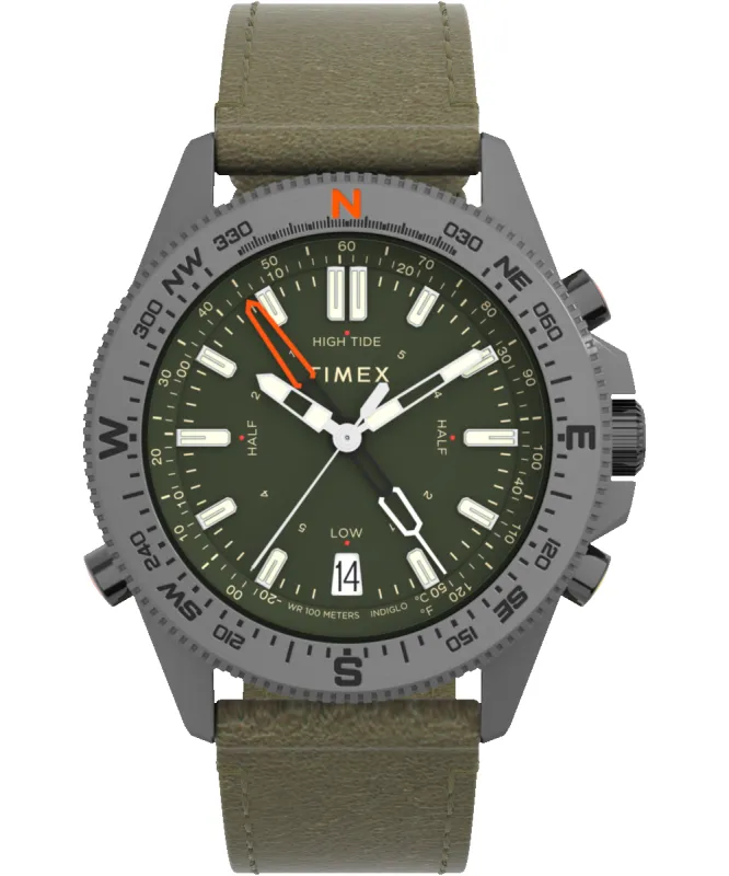 Expedition North® Tide-Temp-Compass 43mm Leather Strap Watch sold by Timex