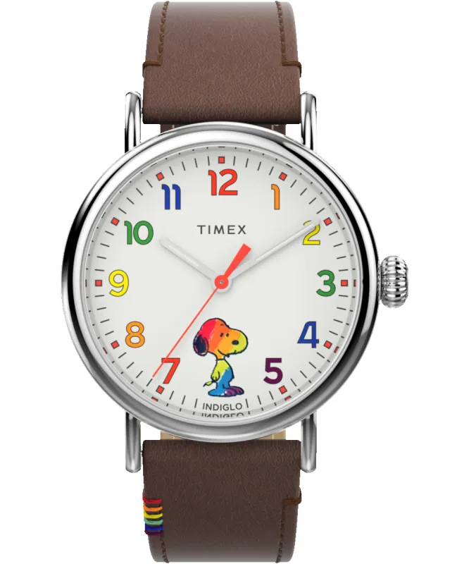 Timex Standard x Peanuts Rainbow 40mm Leather Strap Watch sold by Timex