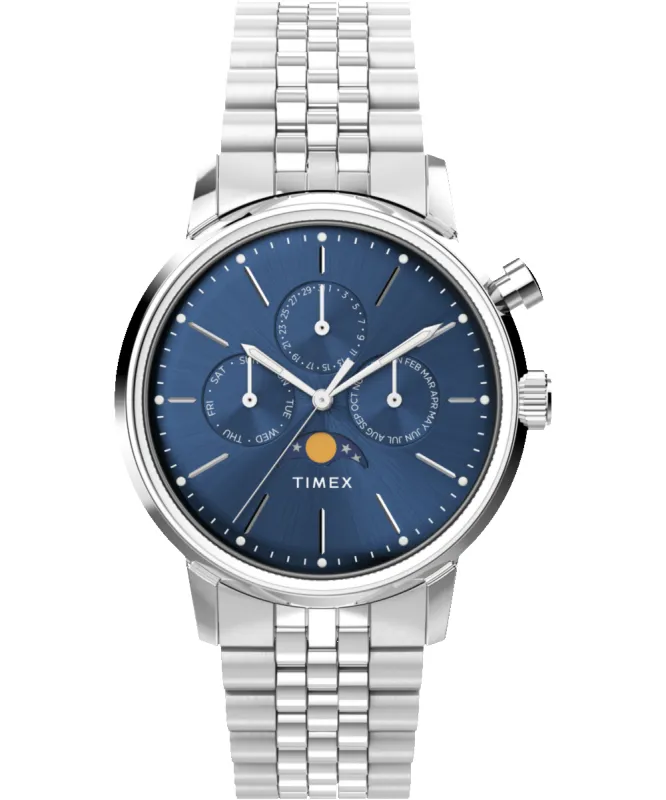 Marlin® Moon Phase 40mm Stainless Steel Bracelet Watch sold by Timex
