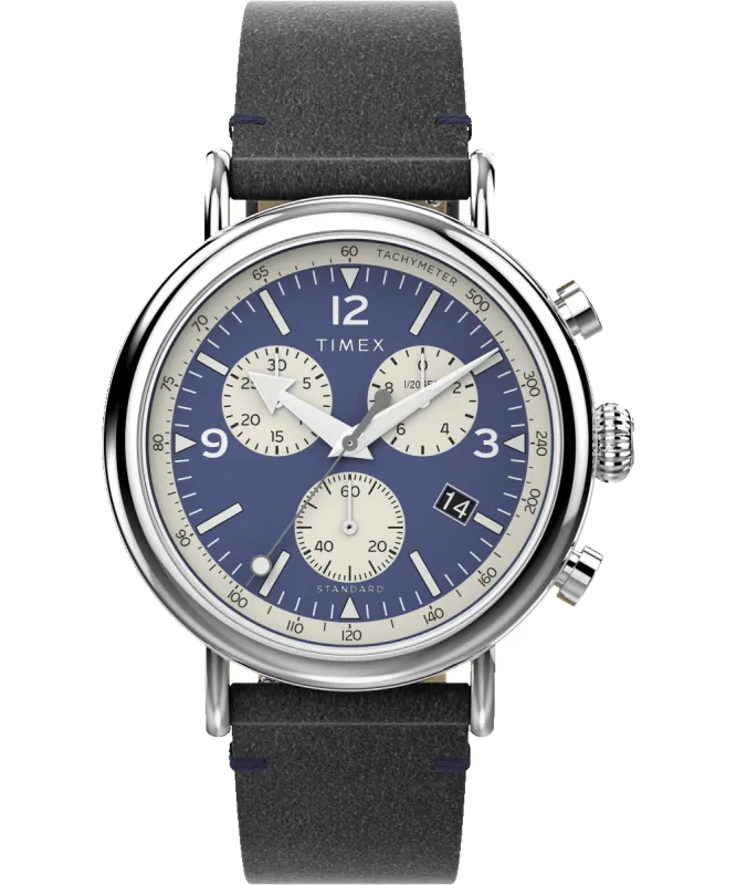 Timex Standard Chronograph 41mm Eco-Friendly Leather Strap Watch sold by Timex