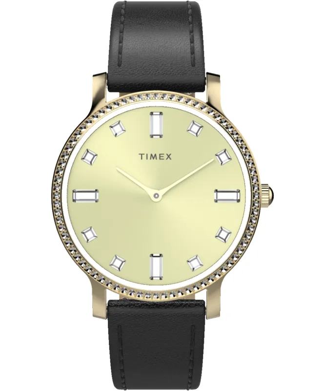 Transcend 34mm Leather Strap Watch sold by Timex