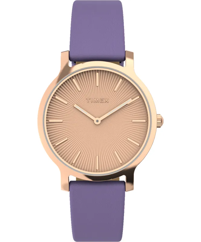 Transcend 34mm Leather Strap Watch sold by Timex