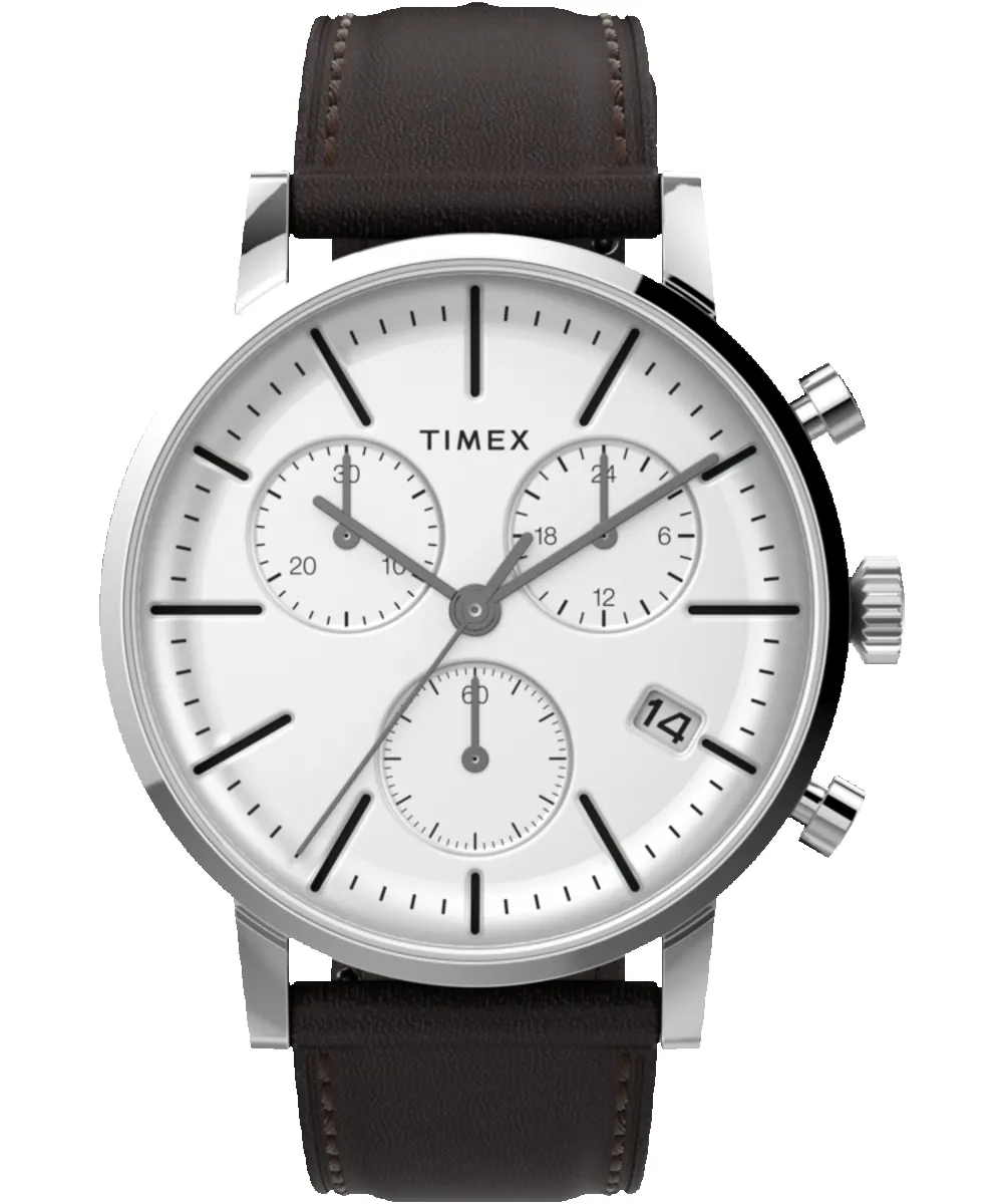 Midtown Chronograph 40mm Leather Strap Watch sold by Timex