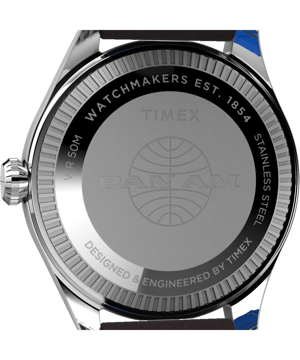 Timex X Pan Am Day-Date 42mm Leather Strap Watch sold by Timex product image thumbnail 4