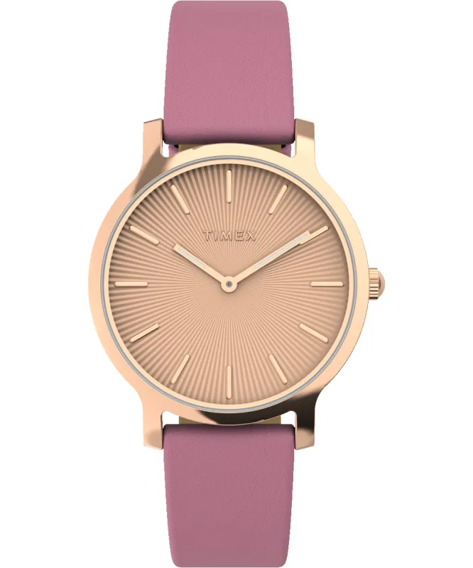 Transcend 34mm Leather Strap Watch sold by Timex