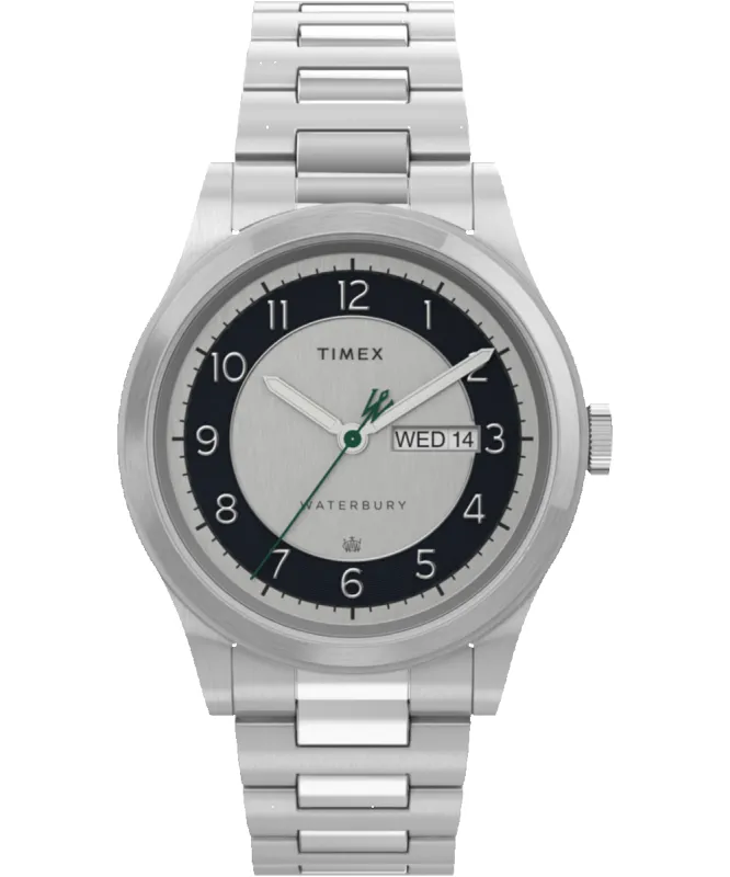 Waterbury Traditional Day/Date 39mm Stainless Steel Bracelet Watch sold by Timex