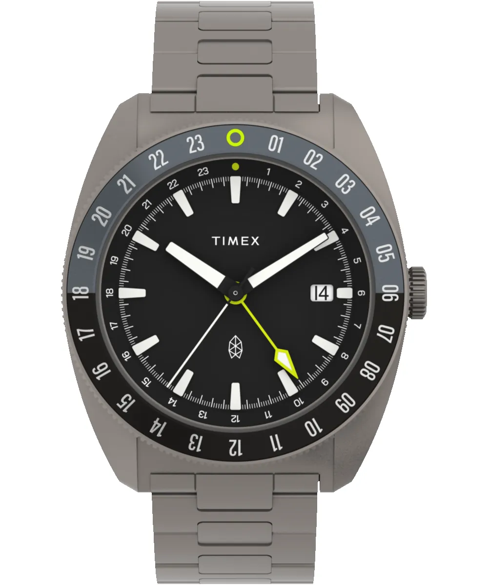 Timex x The James Brand Automatic GMT 41mm Titanium Bracelet Watch Box Set sold by Timex