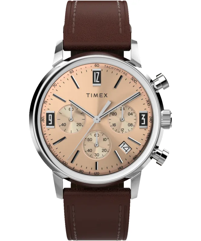 Marlin® Chronograph Tachymeter 40mm Leather Strap Watch sold by Timex