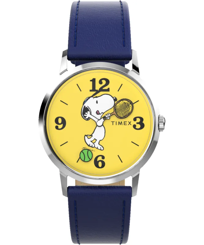 Timex Marlin® Hand-Wound x Snoopy Tennis 34mm Leather Strap Watch sold by Timex