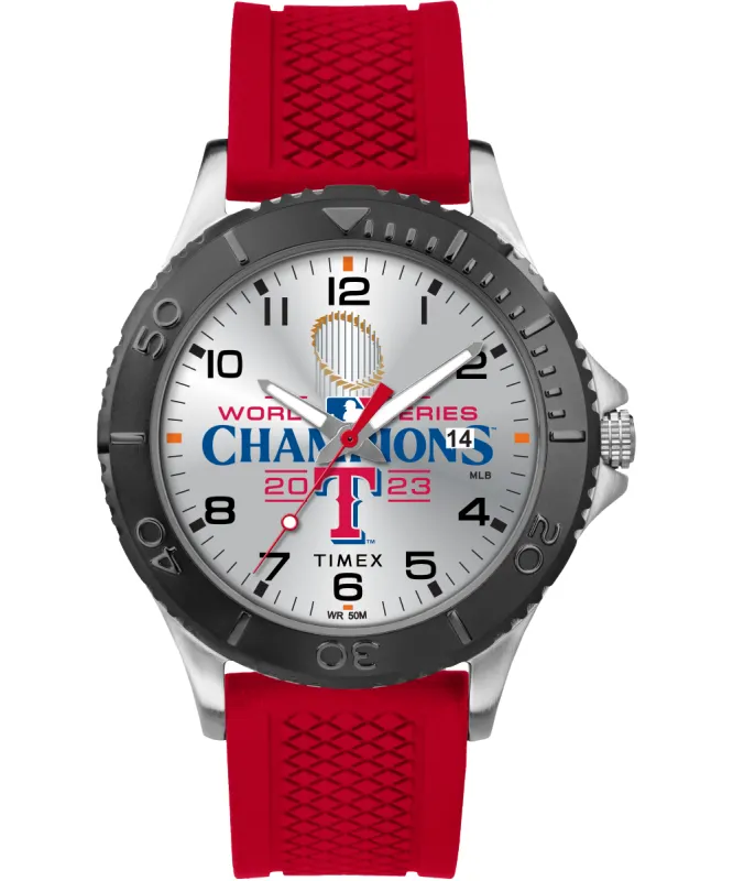 Gamer Texas Rangers World Series 42mm Silicone Strap Watch sold by Timex
