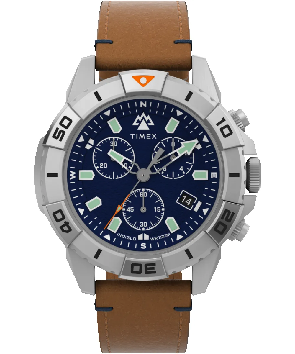 Expedition Ridge Chronograph 42mm Eco-Friendly Leather Strap Watch sold by Timex