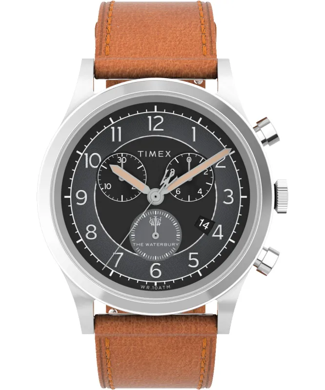Waterbury Traditional Chronograph 42mm Leather Strap Watch sold by Timex