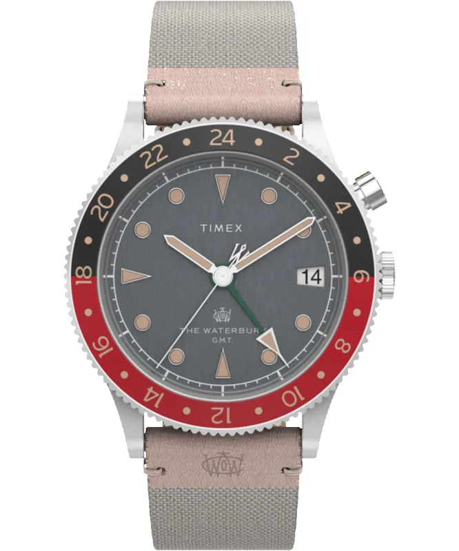 Waterbury Traditional GMT 39mm Mixed Material Strap Watch sold by Timex