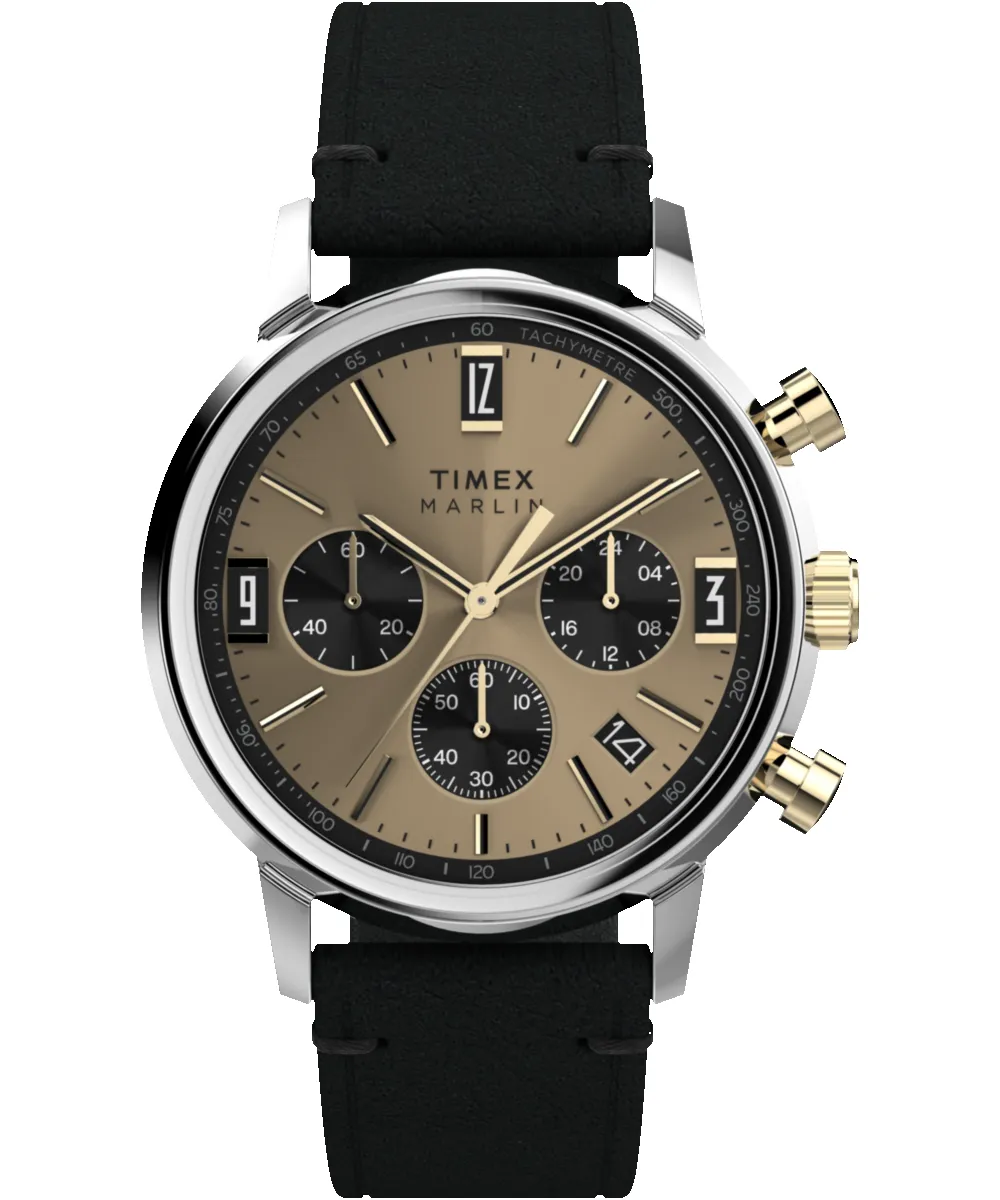 Marlin® Chronograph Tachymeter 40mm Leather Strap Watch sold by Timex