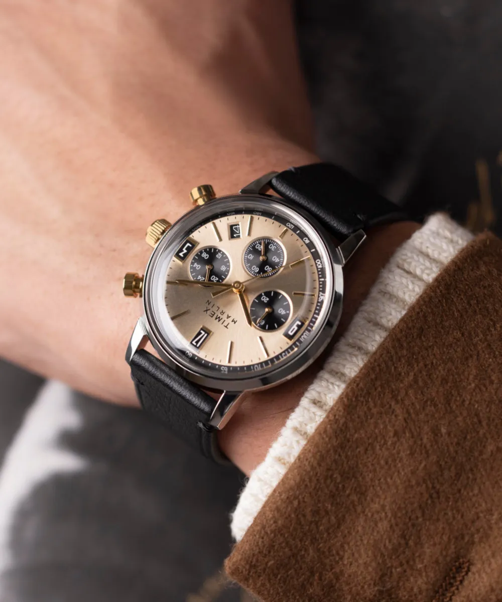 Marlin® Chronograph Tachymeter 40mm Leather Strap Watch sold by Timex product image thumbnail 2