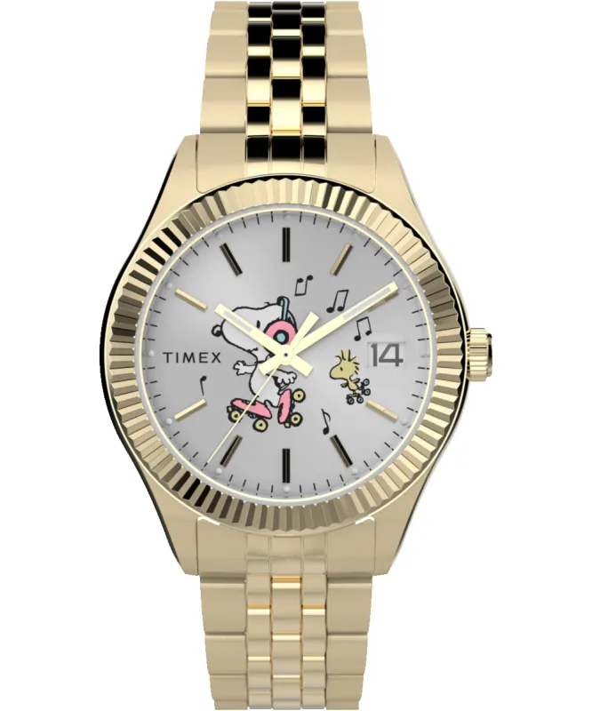 Timex Legacy x Peanuts Roller Skating 34mm Stainless Steel Bracelet Watch sold by Timex