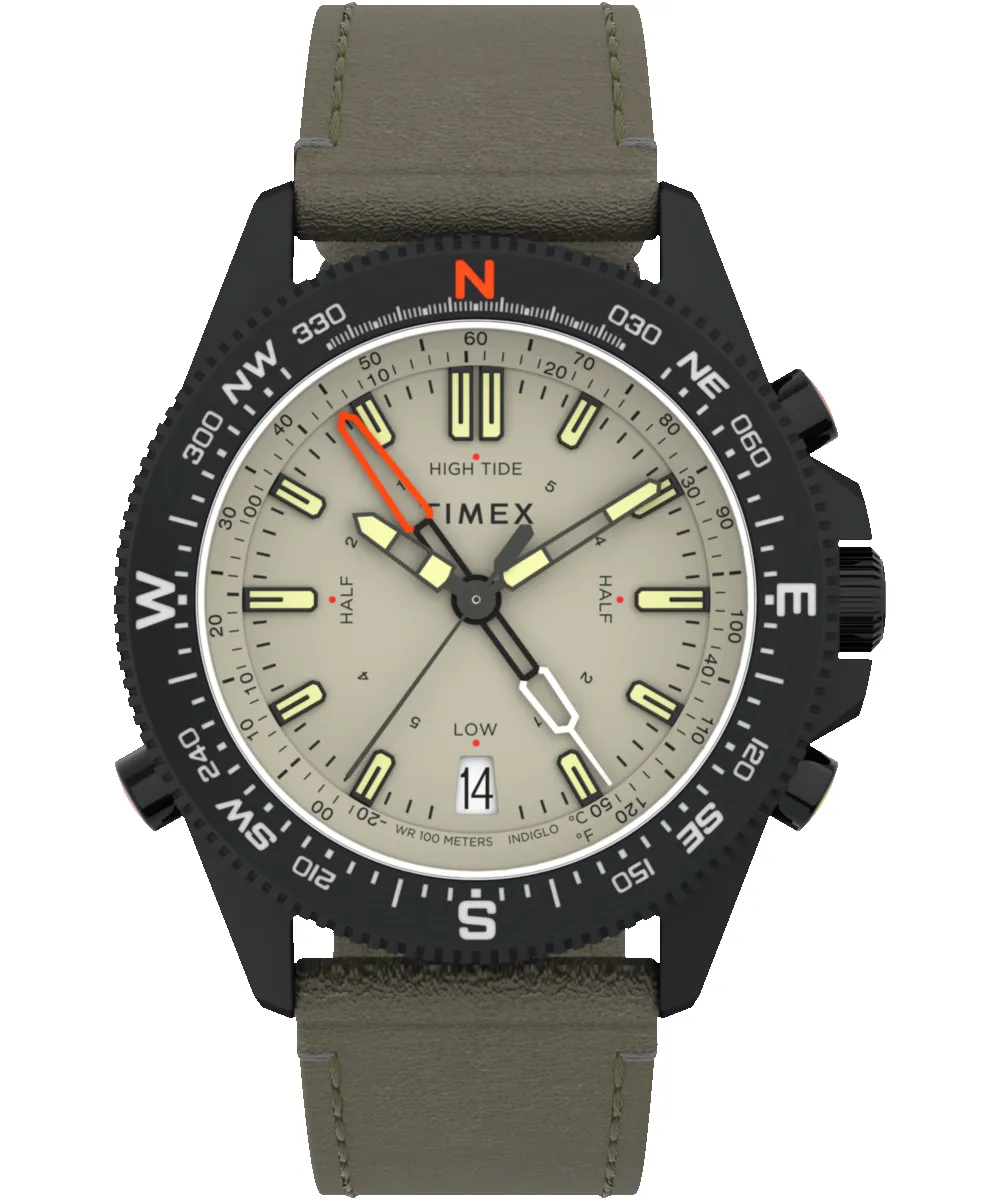 Expedition Tide-Temp-Compass 43mm Eco-Friendly Leather Strap Watch sold by Timex