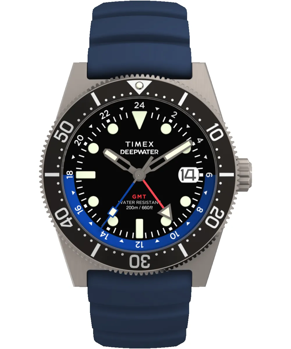 Deepwater Reef 200 GMT 41mm Synthetic Rubber Strap Watch sold by Timex